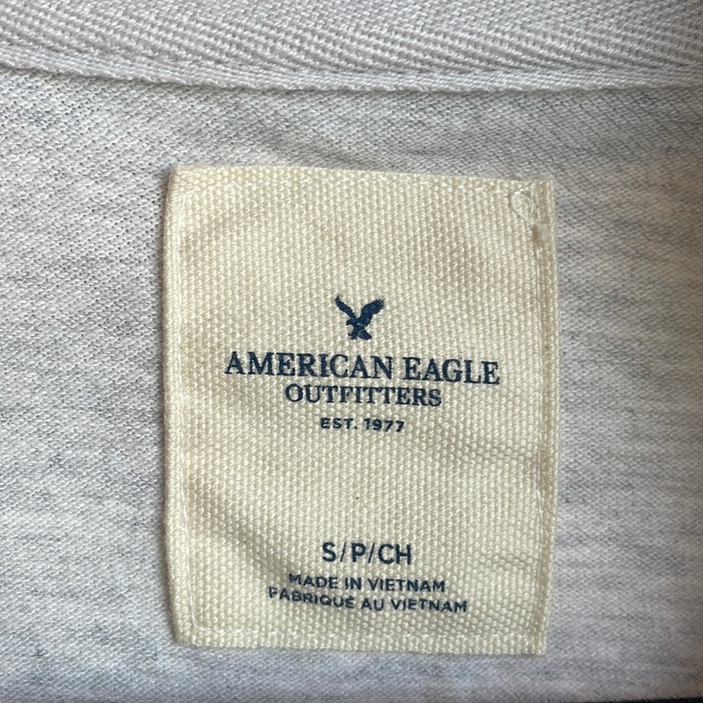 American Eagle Outfitters Short Sleeve Polo Shirt in Light Gray Small NWT - Picture 2 of 9